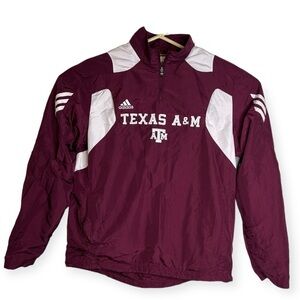 TEXAS A&M AGGIES ADIDAS CLIMAPROOF QUARTER ZIP JACKET SIZE SMALL